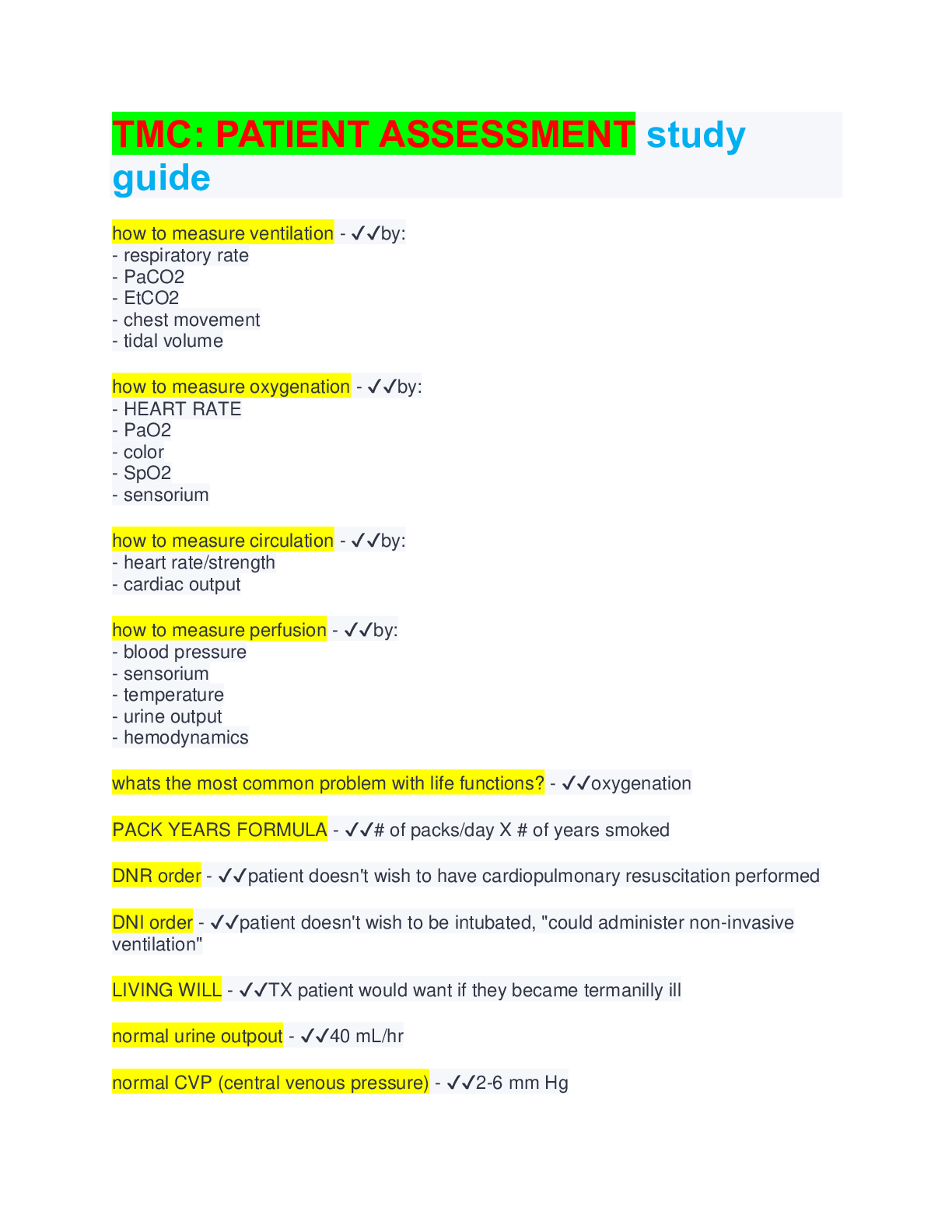 Preview image for 2022/2023 TMC: PATIENT ASSESSMENT study guide (with questions & 100% verified correct answers)